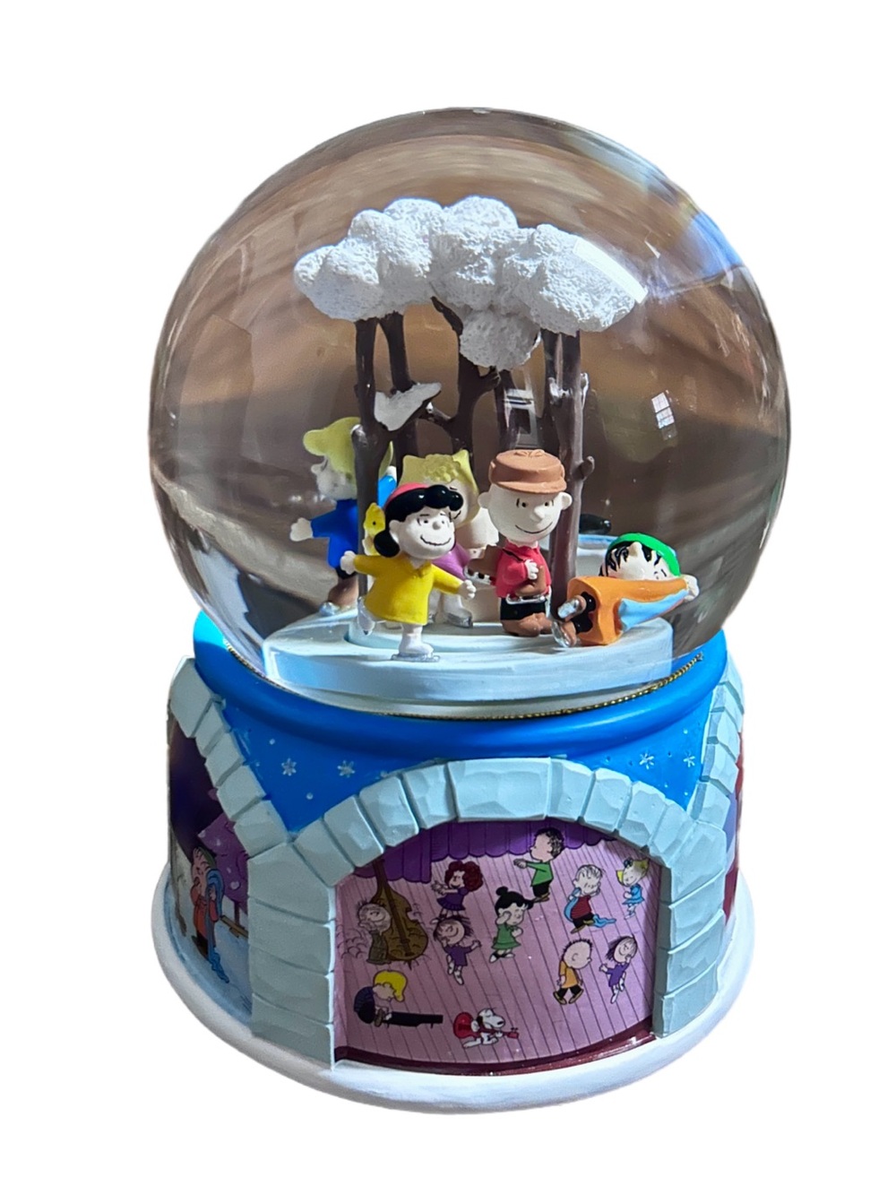 Roman ~ Peanuts ~ Skating Scene ~ Musical Rotating Ice Skaters Glitterdome ~ New